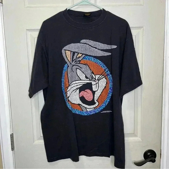 Looney Tunes Bugs Bunny 1994 Vintage Tee Sun Tag Black XL - Picture 1 of 6